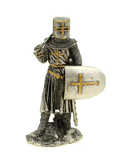 Pewter Crusader with Pipe / Axe / Shield (Pewter), Silver
