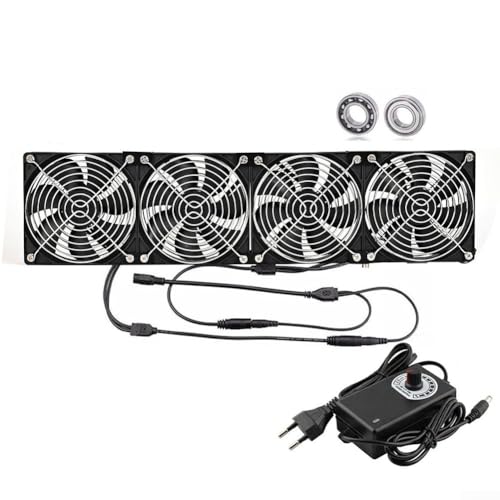 Ventilador de 12 cm 3000 RPM con controlador térmico y rejilla para minería y servidores