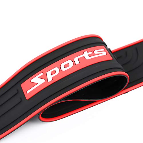 Yunm Car Rear Bumper Rubber Protector Strip Anti-Scratch Anti-Collision Car Trunk Door Entry Guards 3D Embossing Protective Strip Trim Cover Accessory For Sports Universal (Black-Red) #TOP3