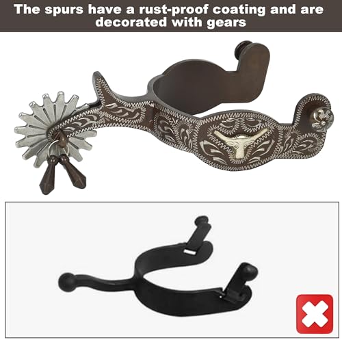 Éperons occidentaux antiques avec boucle cuivre et engrenage réglable