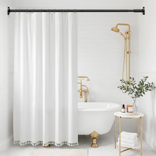 AIZESI Gardinenstange Ohne Bohren 100-230 cm Ø 25 mm, Teleskopstange zum Klemmen - Verstellbare Vorhangstange für Fenster, Dusche, Balkon (Schwarz)