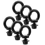 Antrader Lifting Shoulder Eye Bolts,M8 Stainless Steel Machinery Shoulder Lifting Eye Bolt with Lock Nuts,Lock Washers, Flat Washers,6 Sets,Black
