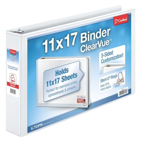 Cardinal 11-Inch x 17-Inch ClearVue Slant-D Ring Binder 2-Inch White (22132)