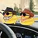 wonuu Rubber Duck Car Ornaments Duck Car Dashboard Decorations for Cool Car Accessories with Cowboy Hat Necklace and Sunglasses, A_Black Cowboy hat