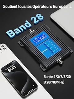 ORBOCOM Amplificateur 5G 4G 3G LTE de Signal Cellulaire Amplificateur GSM de Téléphone Mobile pour Bande 28/20/8/3/1/7 Convient à Plusieurs Pièces Données 3G LTE Améliorées pour Tous Les Opérateurs