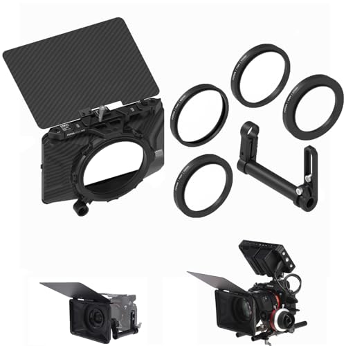 Fotga Mini Lightweight 4x4 4x5.65 Clip-on Lens Matte Box +15mm Rod Clamp for DSLR Mirrorless Camera A7 A7R A7S II III IV Z6 Z7 II R3 R5C M6 M50 GH6 BMPCC 4K 6K,Compatible 67mm 72mm 77mm 82mm Lens