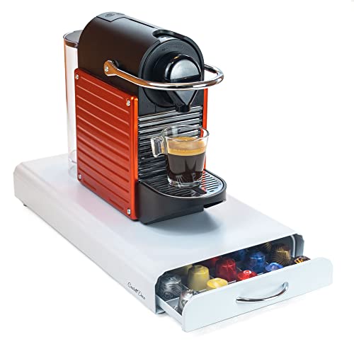 Castell Deco - Cajón Soporte Organizador Compatible con Capsulas Nespresso, 100% Metal, Capacidad 50x, Para almacenar dispensador Capsulas de Cafe.