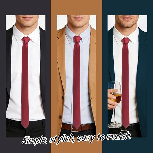 Image of Skinny Tie Men Women 2 inch (5CM) Slim Necktie Solid Thin Ties Formal