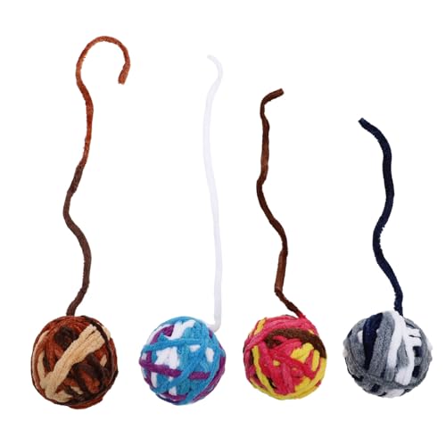BCOATH 4Pcs Colorful Woolen Yarn Cat Bell Safe Environmental Friendly