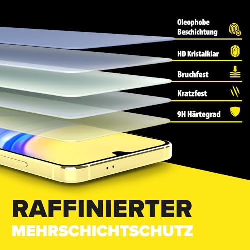 FlexiSchutz® Schutzglas für Samsung Galaxy A15 5G/4G Schutzfolie, Screen Protector, Glas Displayschutzfolie mit Praktischer Installationshilfe, Displayschutz, Glas Folie mit Schablone [2 Stück]