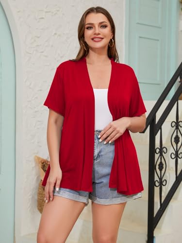 Image of LARACE Short Sleeve Cardigans for Womens Summer Tops Casual Plus Size Open Front Lightweight Cover Up