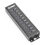 USBGear 10-Port USB 3.2 Gen 1 Mountable Charging and SuperSpeed Data Hub with 5V/4A Power Adapter and USB Type-A to Type-B Cable Up to 900mA per Port Charging Function Wall and Surface Mounting
