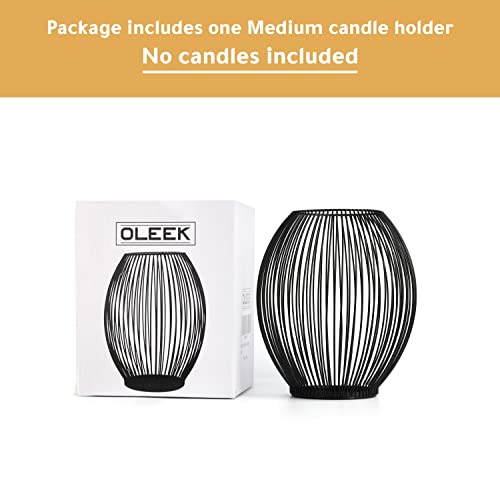 Oleek Outdoor Lantern - Metal Candle Holder Centerpiece - Dinning Table Decorative Centerpiece- Decorative Pillar Candle Holders - Table Candles Holders Decor -Outdoor Black Decor - Candles Lantern #TOP2