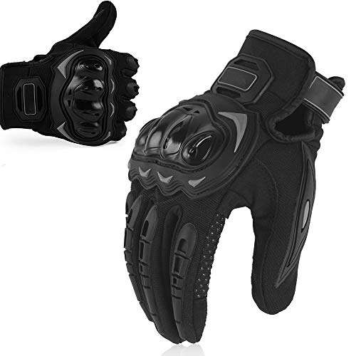 Touchscreen Motorcycle Full Finger Gloves for Men Women, Hard Knuckle Motorbike Gloves for BMX ATV MTB Riding, Road Racing, Cycling, Bike, Climbing, Motocross etc, Hiking, Outdoor Sports (L)