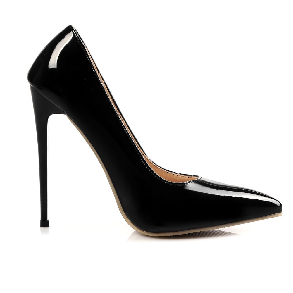 Femmes Talons Hauts Cuir Verni Pompes Robe De Mariée Chaussures Soirée Talons Aiguilles 12CM