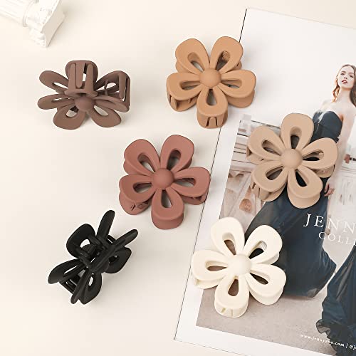 Flower Hair Claw Clip For Women Girls For Thick Hair Big Cute Matte Flower Clips Non Slip Strong Hold Hair #TOP1
