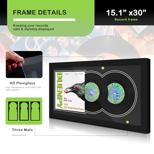 Image of DUENPY 15.1x30 Vinyl Frame For 12.5x12.5 Cover Double Black Mat
