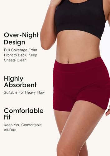 Image of YESWEL Overnight Period Shorts For Women, Leak-proof, Heavy Flow, Menstrual Absorbent Boyshorts