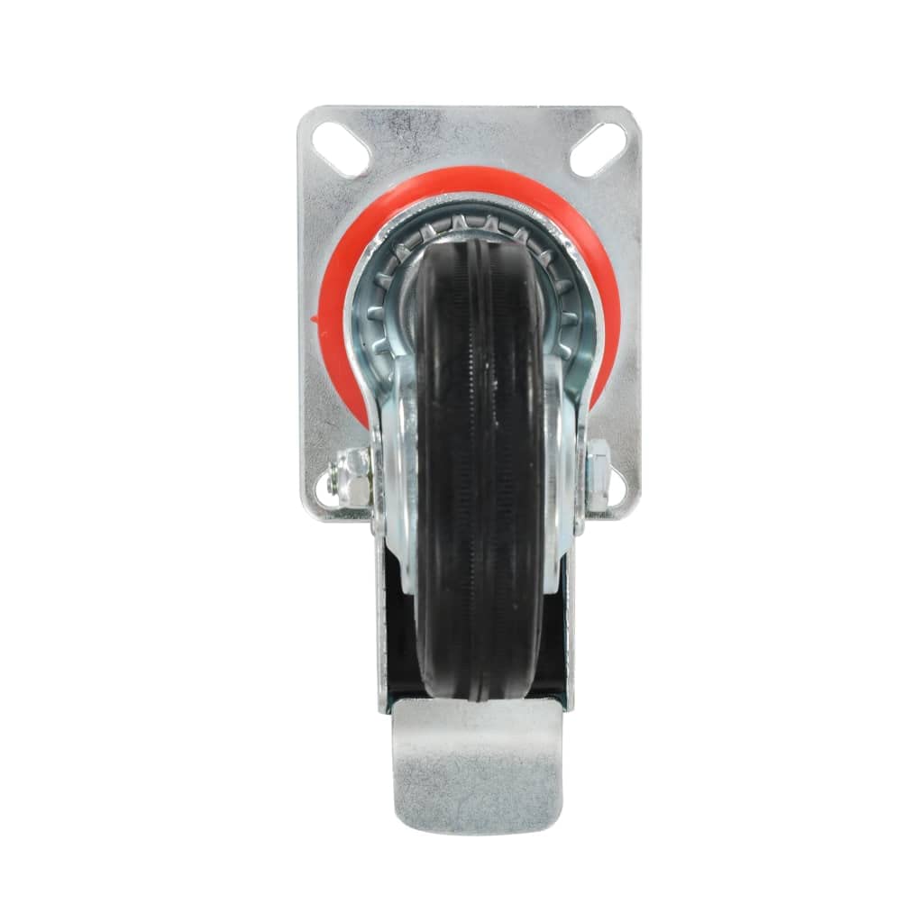 16 ruedas giratorias de goma de 100 mm con revestimiento de zinc, capacidad de carga de 70 kg, 8 con frenos, para taller, almacén, industria, carro de transporte, plataforma, logística