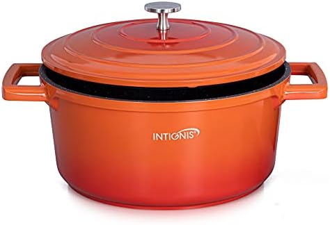 Non-Stick Casserole Dishes with Lids Oven Proof -28cm - 6.1 L Oven Dish, Stainless Steel Base - Induction - Lighter Than cast Iron Casserole Dish with lid (Orange, 28cm)