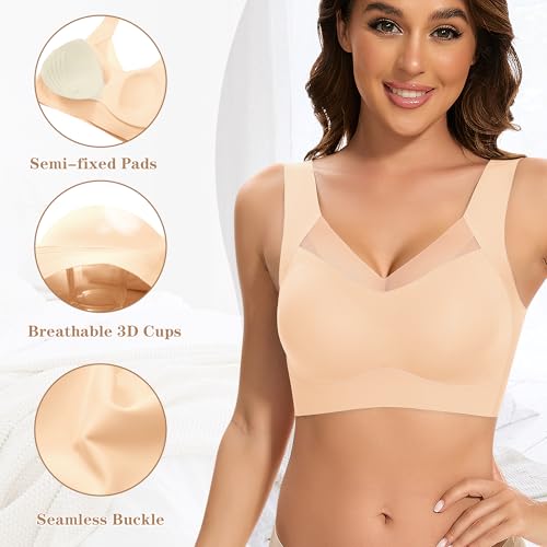 DOCUMO Wireless Bras for Women Seamless Breathable Bras3