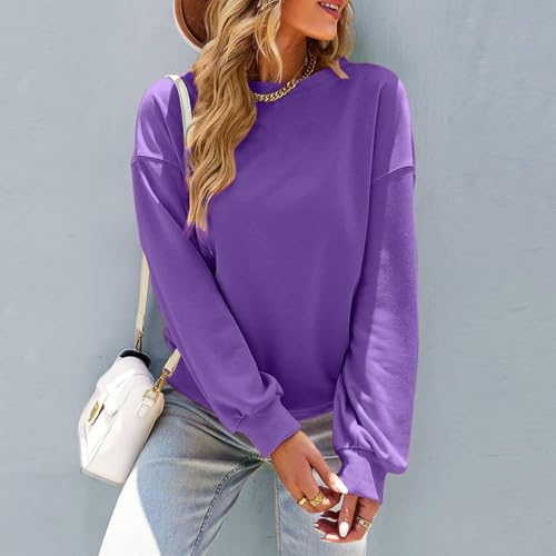 Image of Women Crew Neck Sweatshirts Fall Casual Oversized Sweat Shirts Long Sleeve Cute Preppy Sweatshirt Comfort Pullover
