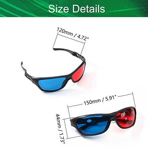 Yinpecly 3 Pack Red-Blue 3D Glasses Plastic Frame Black Resin Lens 3D Movie Game-Extra Upgrade Simple Style #TOP1