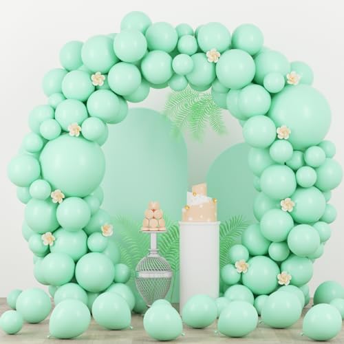 Image of Voircoloria 90pack Mint Green Balloons Different Size 18 /12 /10 /5 Inch Pastel Green Balloon Garland Arch Kit for Baby Shower,Graduation, Wedding, Birthday, Gender Reveal, New Year Decorations