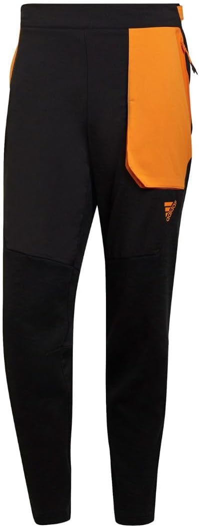 adidas Mens Sportwear Designed for Gameday Premium Pants, Black/Bright Orange