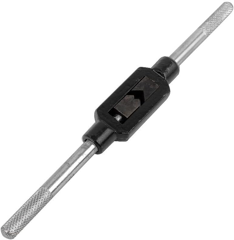 Toolparts And Accessories 1/16"-1/2" 3mm-12mm Capacity Adjustable Tap Reamer Tap Wrench Silver Tone Black (#CN#130824-01443)
