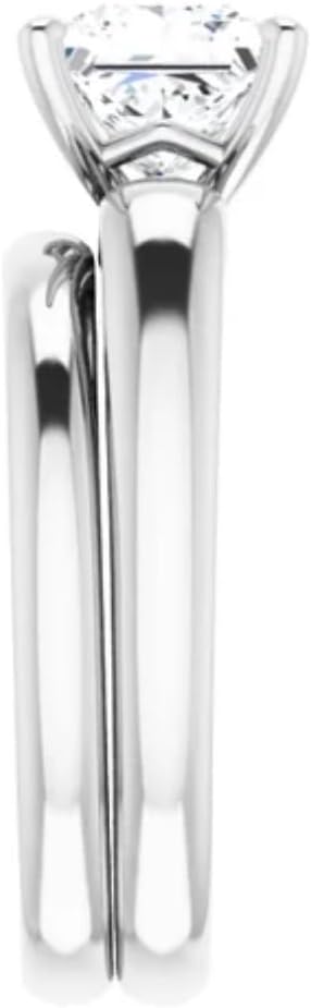 GOLDEN JEWEL Moissanite Princess Cut Promise Rings Set 1CT-5.5CT Colorless Solitaire Wedding Bridal Rings Propose Gift, 925 Silver/10K/14K/18K Gold