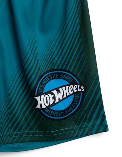 Hot Wheels Little Boys Mesh Baseball Jersey Athletic T-Shirt and Shorts Outfit Set Tropical Teal Green 5 - image 6