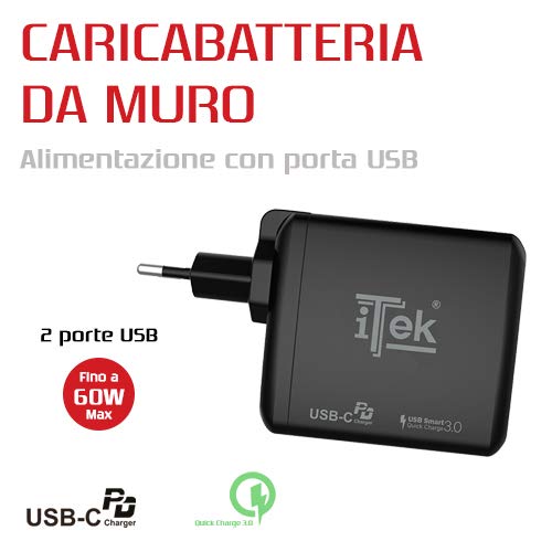 Chargeur mural 60W rapide USB Type-C Power Delivery et Quick Charge 3.0 - 4