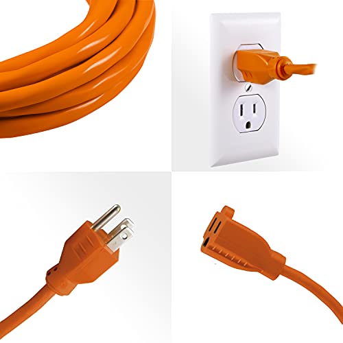 Ultrapro 100 Ft Extension Cord, Double Insulated, Grounded, Heavy Duty, 16 Gauge, General Purpose, Indoor/Outdoor Use, Ul Listed, Orange, 51923 #TOP2