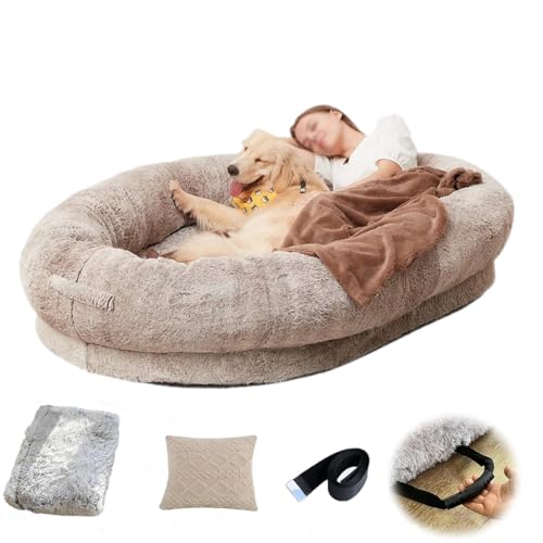 Myflufel Cloud Bed, Cloud Bed Myflufel, Flufelbed Cloud Bed for Humans, My Flufel Cloud Bed for Adults, Large Memory Foam Dog Bed with Pillow, Blanket, Khaki/1pc/441