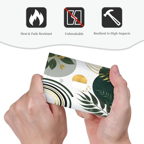 Decorative Light Switch Cover Plate Boho Green Leaves Bohemian Gold Sun 1 Gang Wall Plate Oversized Single Toggle Wall Cover Plate Jumbo Electrical Switchplate Faceplate
