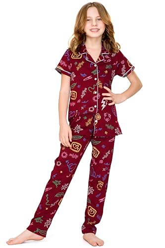 Image of ZEYO Night Suit for Girl's Printed Cotton Night Dress of Shirt and Joggers Set 5532