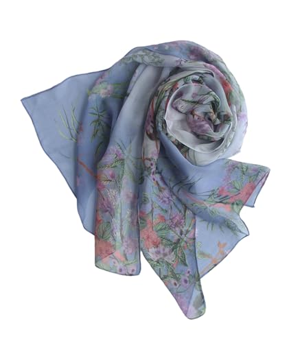 Image of Pokeedioty Scarfs for Women Lightweight Scarves Elegant Floral Pattern Sheer Scarfs Shawls Wraps