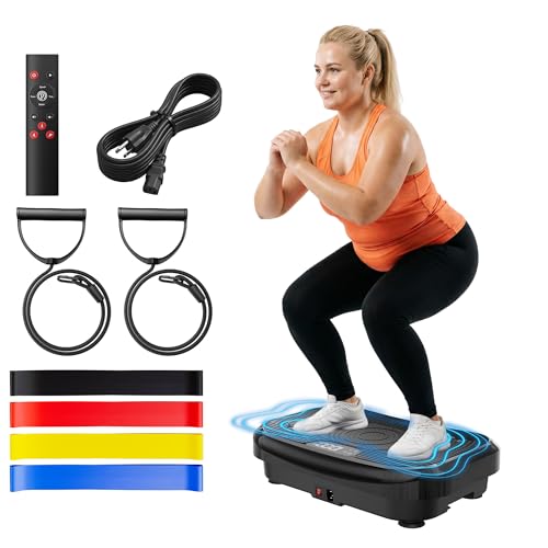 Vibration Plate Exercise Machine for Lymphatic Drainage 199 Speeds Vibrating Fitness Platform for Full Body Workout Weight Loss 450LB Capacity Shake Plateform with Bluetooth for Home Exercise Gym