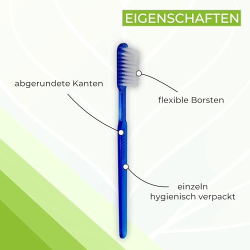 Medi-Inn Einmalzahnbürsten mit Zahnpasta, 100 Stück, einzeln hygienisch verpackt, blau
