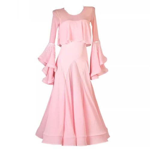 HYNNYH Pink,S, Round Neck Ballroom Dance Dresses for Women Waltz Competition Dancing Clothes Foxtrot Costumes Social Dance Outfit