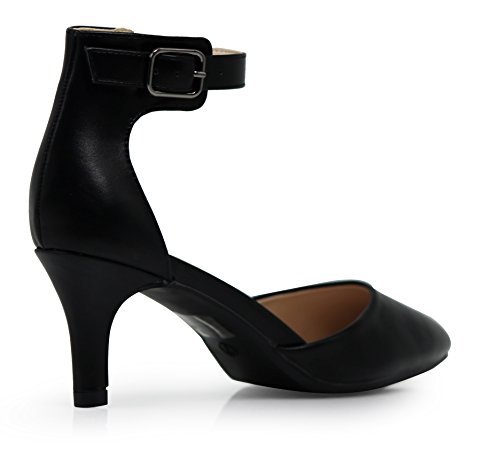 Enzo Romeo Jputa Women's Pointy Toe High Mid Heel Sexy Ankle Strap Sandals Ballerina Dress Pump Ballet Wedding Patent Harlow Pump Shoes3