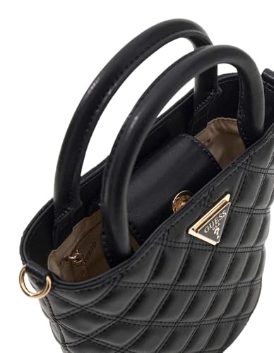 Sac à épaule GUESS Giully II Mini Tote noir et beige chic - 4