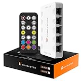 TUMMASTER ARGB Fan HUB 5V-3Pin LED Hub 4 Pin PWM Fan Controller RF Remote (J-10 (White)