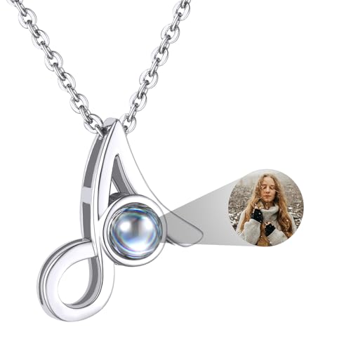 Custom4U Personalized Initial Picture Necklace for Women, Projection Necklace with Picture Inside, Gold/Silver Letter Pendant Necklace, Custom Photo Gifts for Mom Wife Birthday Valentines Si