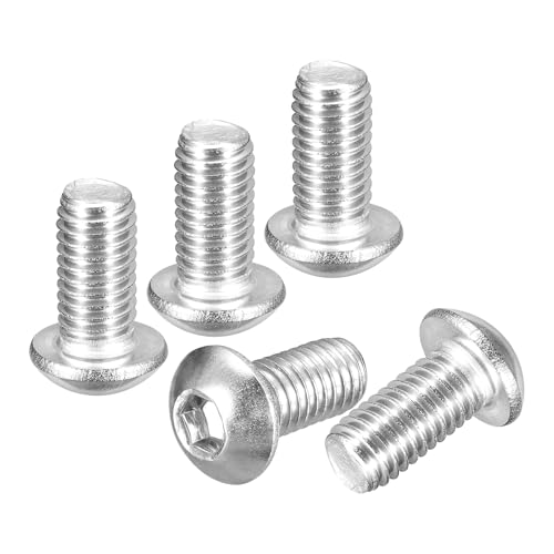 DTGN M8-1.25x16mm Button Head Socket Cap Screws - 12Pack - Good for Road Bicycle, Mountain Bike, Auto, Motorcycle - 304 Stainless Steel Whitewashed - Hex Socket Drive Fasteners