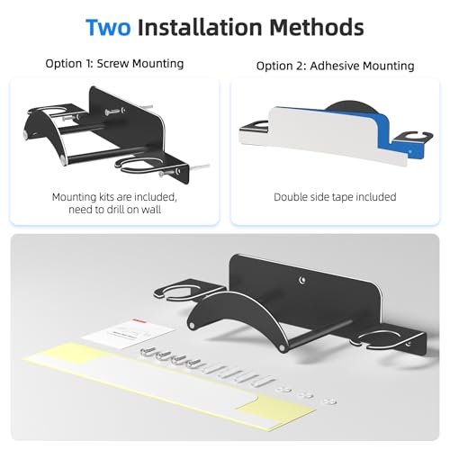 VR Headset Wall Mount Storage Stand Hook Compatible with Meta Quest 3/Meta Quest 3S/Quest Pro/Quest 2 Metal VR Headset Hook Storage Rack Holder(Aluminum Alloy-Black) - Image 6