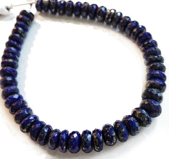 Lapis-lazuli perle rondelle 7mm micro-facettée fil création bijoux DIY