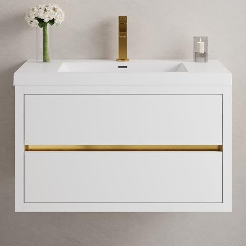 ENSHUI 36" Floating Bathroom Vanity with Sink, Modern Wall-Mounte...