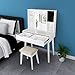 LYNSLIM Vanity Desk, Makeup Vanity with Mirror & LED Lights，Makeup Vanity Table with 2 Drawers & 4 Storage，Small Vanity Set Storage Stool for Dressing Bedroom (White, Extra)